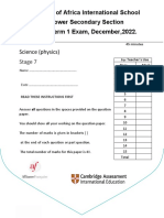 Year 7 Physics Midterm1 Paper 1 2022