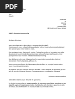 Modèle de Courrier de Demande de Sponsoring