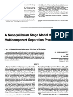 A Non Equilibrium Stage Model of Multi Component Separation Process