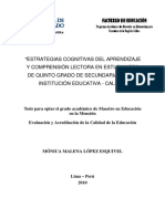 2010 Lopez Estrategias Cognitivas Del Aprendizaje y Comprensión Lectora en Estudiantes