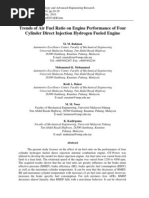 Trends of Air Fuel Ratio On Engine Performance of Four Cylinder Direct Injection Hydrogen Fueled Engine