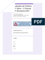 Avaliação de História - 2 Série - 1 Parcial - 4º Bimestre-2021