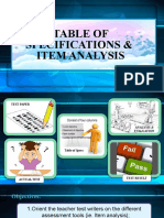 Table of Specifications