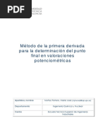 Método de La Primera Derivada para La Determinación Del Punto de Final en Valoraciones Potenciométricas