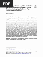 Determining Reverse Logistics Motivation Factors and Barriers: Multiple Criteria Decision Making Application On Pipe Manufacturing Company