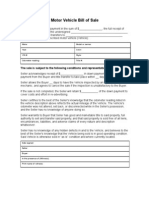 Vehicle Bill of Sale Form