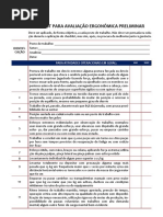 Check List para Avaliação Ergonômica Preliminar - AEP