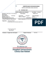 Certificado de Incapacidad: Teléfono: N/A