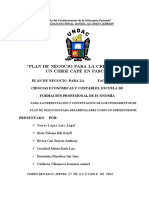 Plan de Negocio para La Creación de Un Ciber Café en Pasco