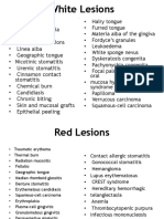 Oral Lesion List