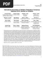 Declaración de Consenso de La Asociación Internacional de Federaciones de Atletismo 2019 Nutrición para El Atletismo