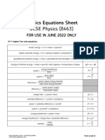 Physics Equation Sheet AQA 2023