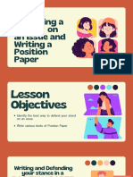 Defending A Stance On An Issue and Writing A Position Paper