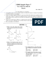 Physics SQP - 07 Latest (2023) Class 12 CBSE