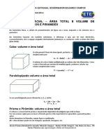 Geometria Espacial - Área Total E Volume de Prismas, Cilindros E Pirâmides