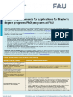 FAU Supporting Documents For Applications For Masters Degree Programmes