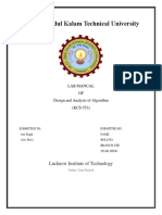 Design and Analysis of Algorithm (Lab)