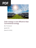 Solar Energy Is Cost Effective Than Conventional Energy