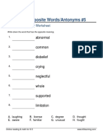 5th Grade Antonyms 5