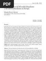 La Valoración Social Del Multiculturalismo y Del Monoculturalismo en Europa