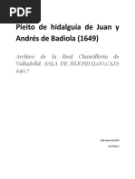 Pleito de Hidalguía de Juan y Andrés Badiola (1649)