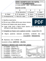 1a Aula - Atividade - INT - O Verdadeiro Significado Do Natal - Nasceu o Salvador - Dezembro 2022