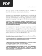 Ensayo 2. Relación Entre Saciación, Saciedad, Hambre y Desarollo de TCAS.