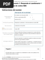 Examen AAB02 Cuestionario 1 Responda El Cuestionario 1 Del Tema Sistema de Costos ABC PDF