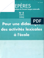 Didactique Des Activités Lexicales À L'école