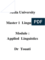 Applied Linguistics Master 1 2 Msila Univ