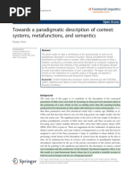 Hasan - 2014 - Towards A Paradigmatic Description of Context