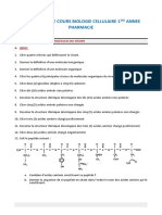 QUESTIONNAIRE COURS BIOLOGIE CELLULAIRE 1ERE ANNEE PHARMACIE - No Key