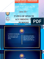 Types of Speech According To Purpose