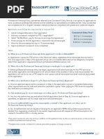 MSW SocialWorkCAS Professional Transcript Entry Overview