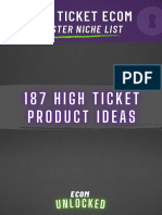 Ecom Unlocked High Ticket Niche List