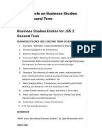 Lesson Note On Business Studies JSS 2 Second Term