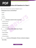 General Science GK Questions Class 51