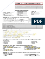 Fiche Exos Natures Fonctions 5eme