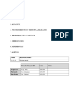 1.objeto 2.alcance Procedimientos Y Responsabilidades Registros de La Calidad Definiciones 6.referencias 7.anexos