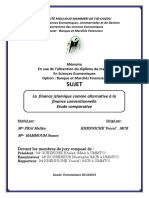 Sujet: La Finance Islamique Comme Alternative À La Finance Conventionnelle Etude Comparative