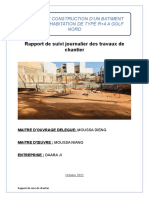 Rapport de Suivi Journalier Des Travaux de Chantier