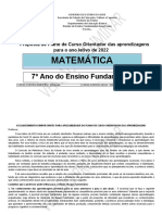 Matemática - Plano de Curso 2022 - 7º Ano