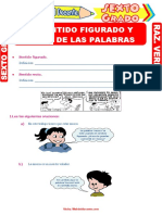 El Sentido Figurado y Recto de Las Palabras para Sexto Grado de Primaria