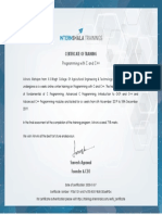 Programming With C and C++ Training - Certificate of Completion