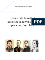 Diversitate Tematică Stilistică Şi de Viziune in Opera Marilor Clasici