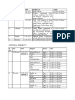 SR - No. Day Date Subject Time: Optional Subjects