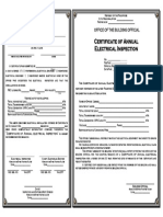 Certificate of Annual Electrical Inspection