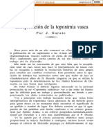 Interpretación de La Toponimia Vasca: Por J. Garate