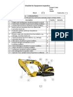 Inspection Checklist For EXCAVATOR