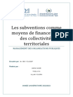 Les Subventions Comme Moyens de Financement Des Collectivités Territoriales